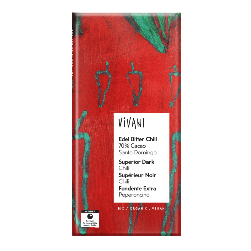 Vivani Mørk Chokolade med Chili Ø (80 g)