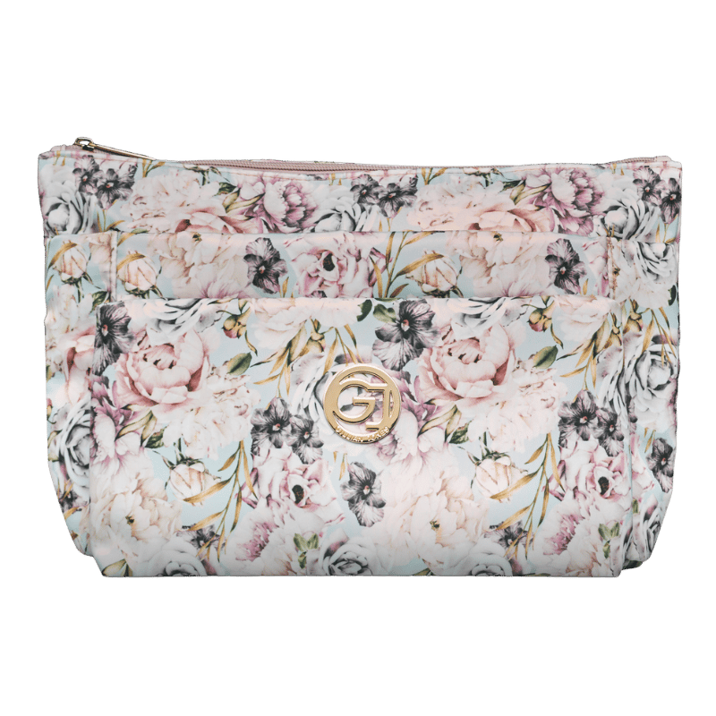 Gillian Jones 3-rums Kosmetiktaske i Rosa Storblomstret Print