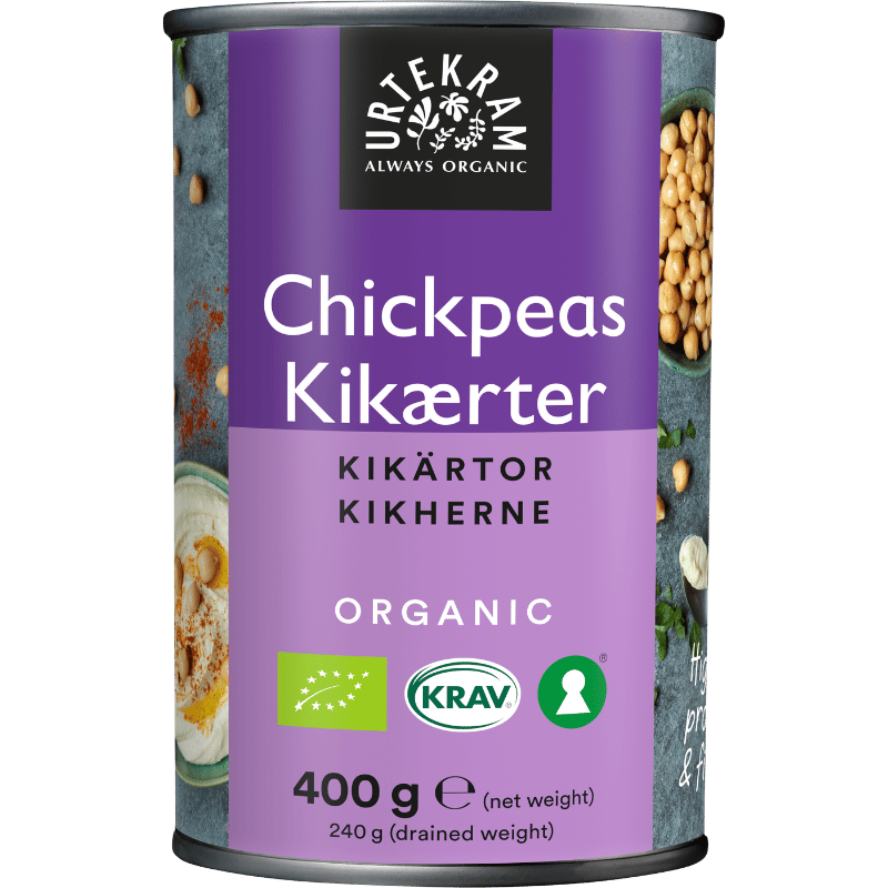Urtekram Forkogte Kikærter Ø (400 gr)