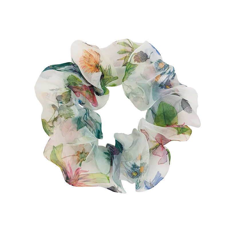 Miqura Flower Mega Scrunchie White Organza (1 stk)