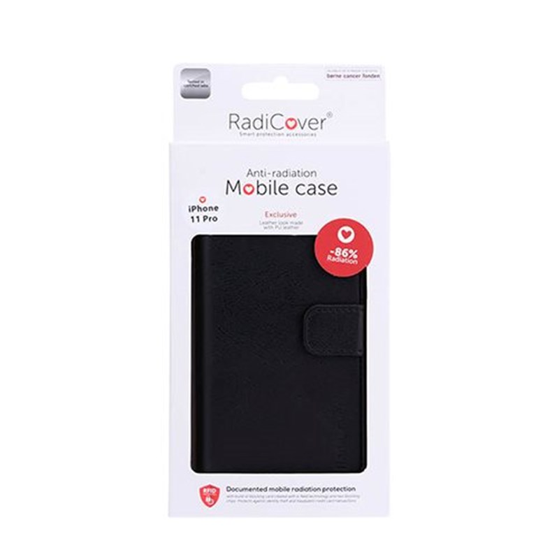 RadiCover Mobilcover Strålingsbeskyttelse 2in1 sort læder - iPhone 16 - 1 stk.