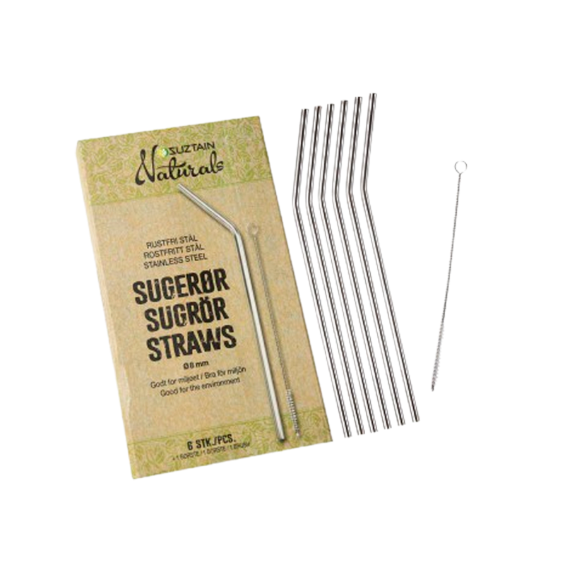 Suztain Sugerør Rustfrit Stål 5 mm (6 stk.)