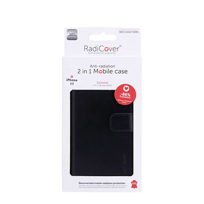 RadiCover Mobilcover iPhone 11 Sort Antistråling Premium Læder (1 stk)