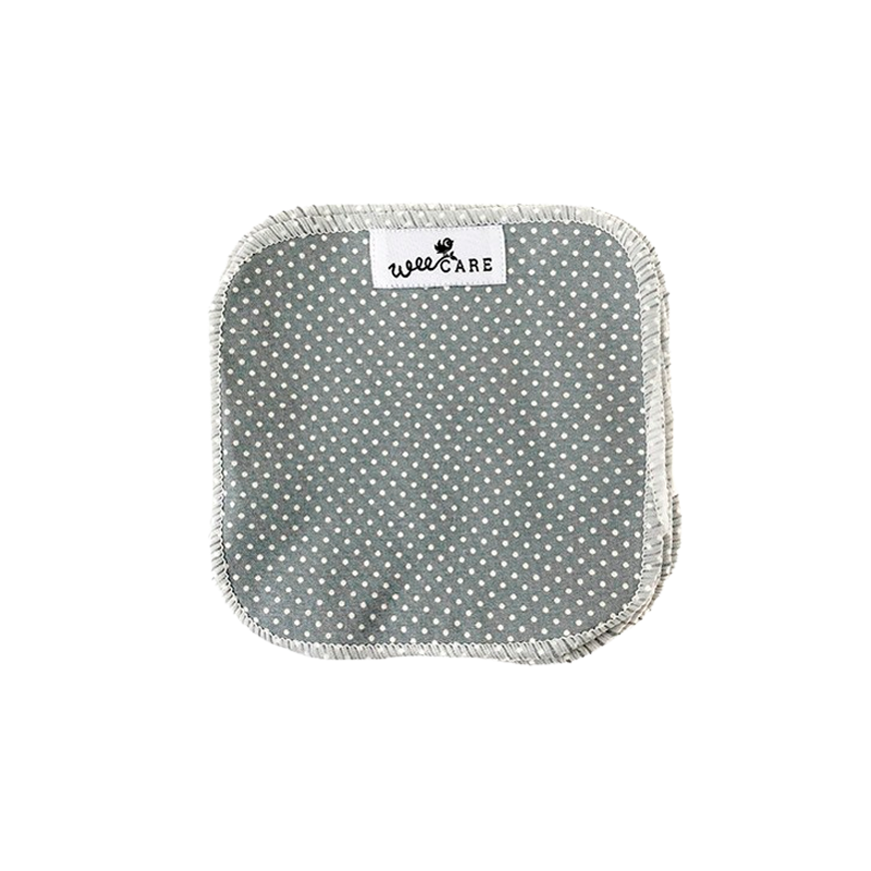 WeeCare Vaskeklude Dots Dusty Blue (10 stk)