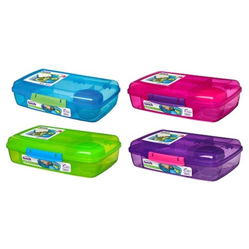 Madkasse 1,76L Bento Blå, pink, lilla, grøn. Sistema