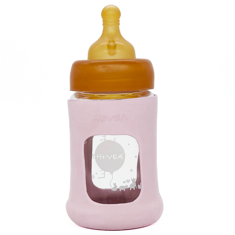 Hevea Baby Sutteflaske I Glas Med Cover (150 ml)