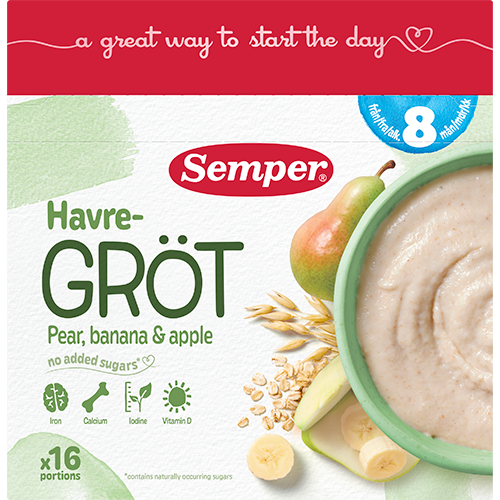 Semper Havregrød Pære & Banan 8M (480 g)