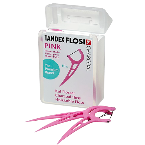 Tandex Flosi Flosser Pink Charcoal Floss (10 stk)
