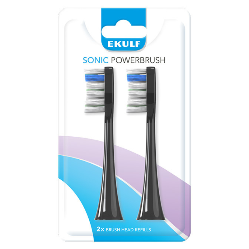 Ekulf Sonic PowerBrush black refill (2 stk)