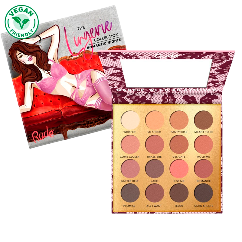 RUDE Cosmetics Lingerie Collection 16 Matte Eyeshadow Palette Romantic Night (1 stk)