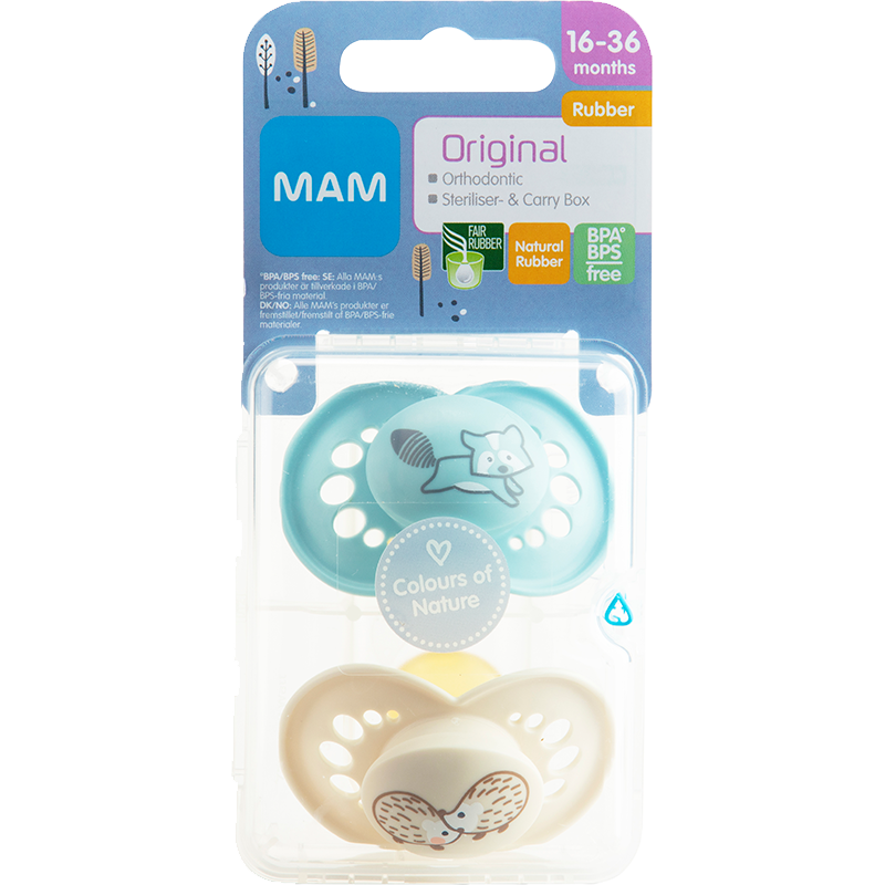 MAM Sut Original 16-36M Naturgummi Teat Blue (2 stk)