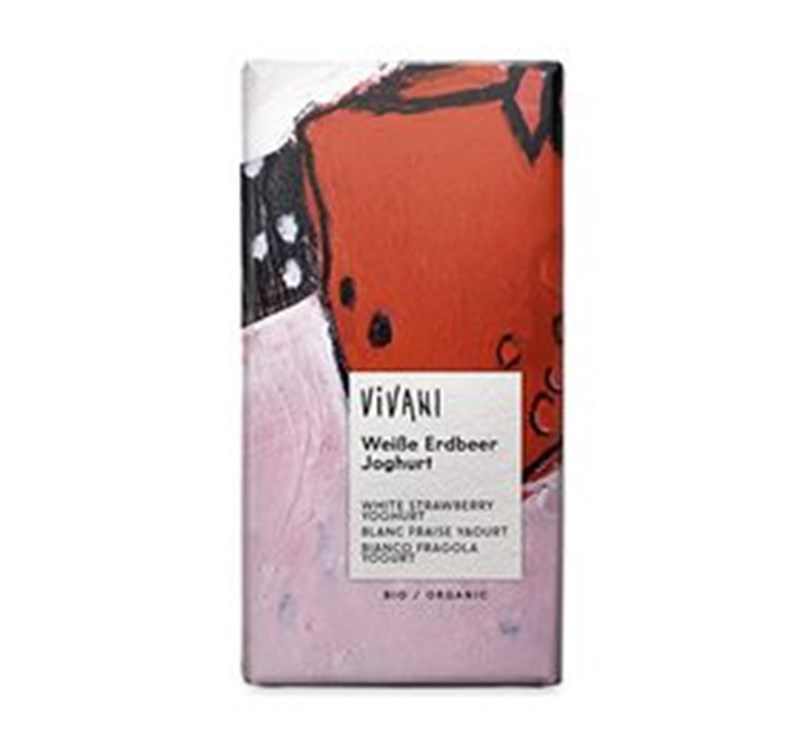 Vivani hvid jordbær yoghurt chokolade Ø 80 gr.