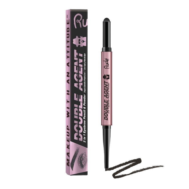 RUDE Cosmetics Double Agent 2-in-1 Eyebrow Pencil & Powder Black Brown (1 stk)