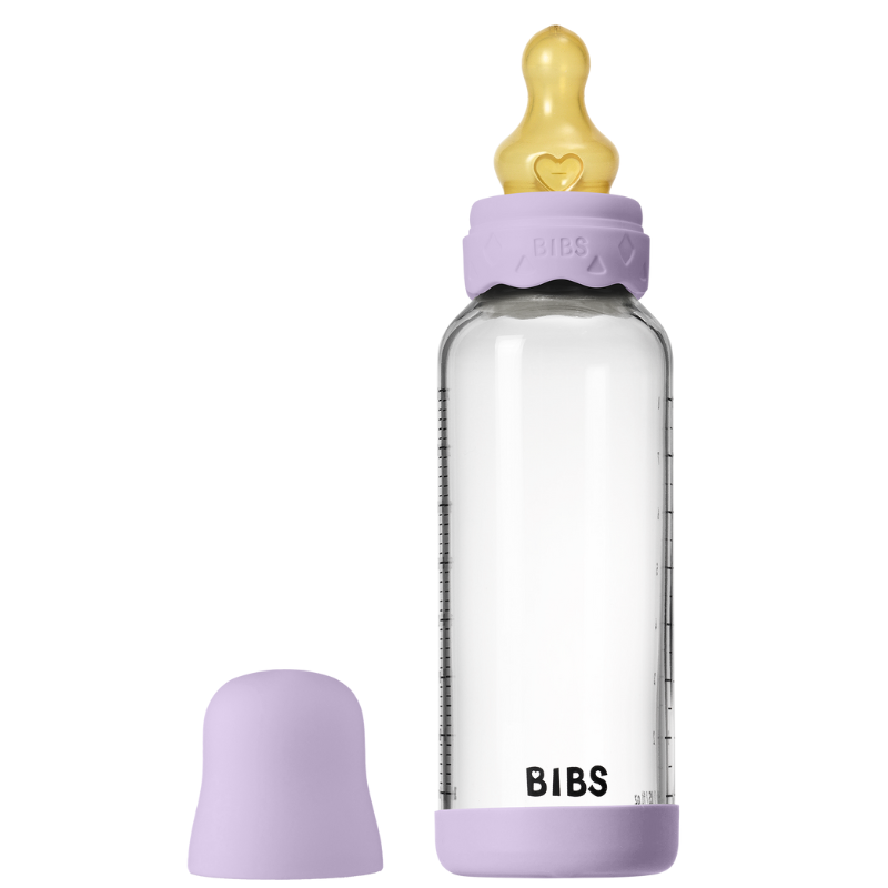 Bibs Glass Boheme Baby Bottle Round Latex Medium Flow Violet Sky (240 ml)