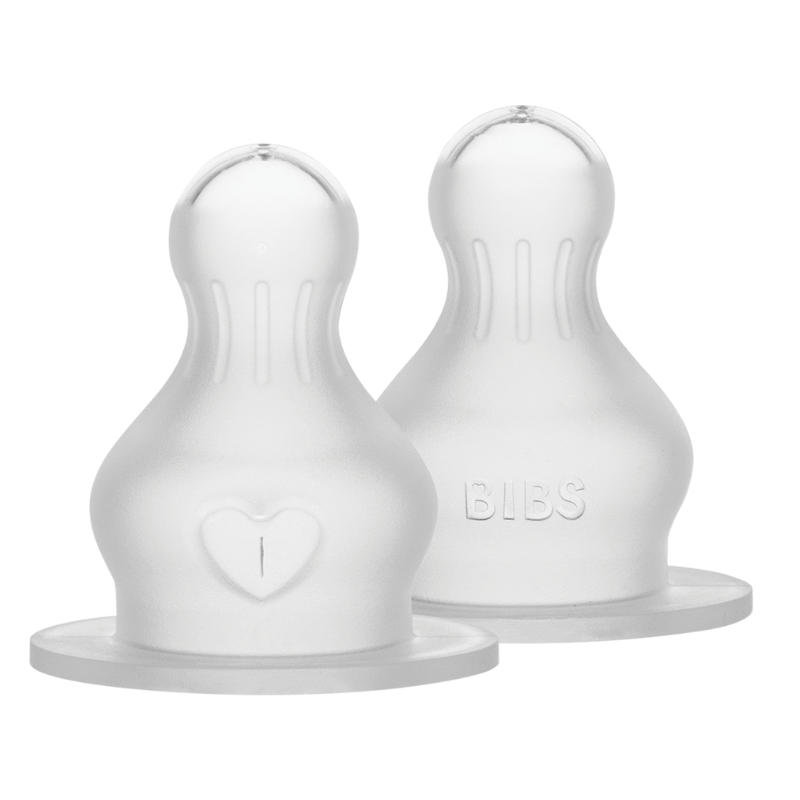 Bibs Baby Bottle Nipple Round Silicone Medium Flow (1 sæt)