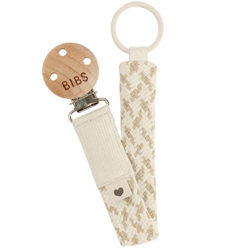 Bibs Pacifier Clip Braided Ivory/Vanilla (1 stk)