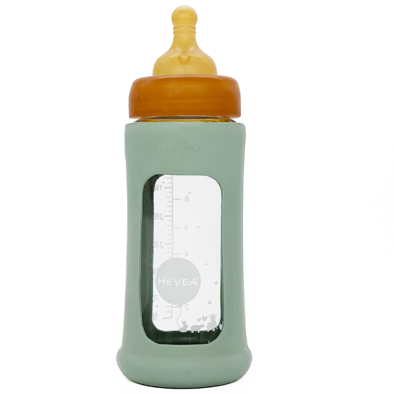 Hevea Baby Sutteflaske I Glas Med Cover (250 ml)
