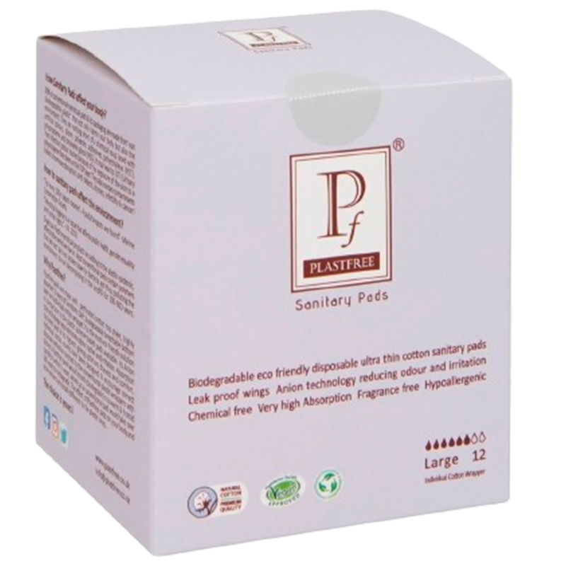Plastfree 100% Organic Cotton & Plastic-free Large Pads (12 stk)