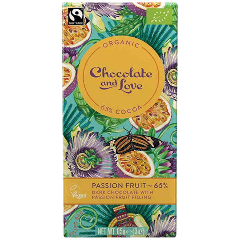 Chocolate And Love Fairtrade Mørk Chokolade Med Passionsfrugt Fyld Ø (85 g)