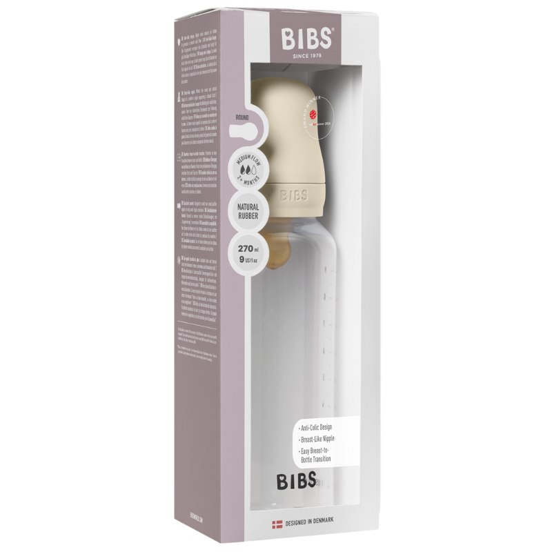 Bibs Baby Bottle Round Latex Medium Flow Sage (270 ml)