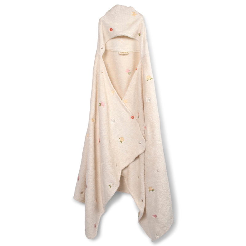 Filibabba Broderet Badehåndklæde M. Hætte Gots - Ocean Blossom (1 stk)