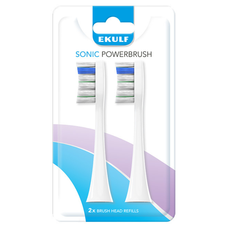 Ekulf Sonic PowerBrush white refill (2 stk)