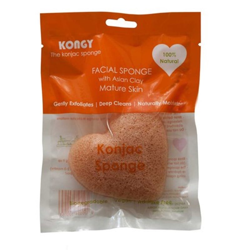 Konjac svamp hjerte orange til moden hud