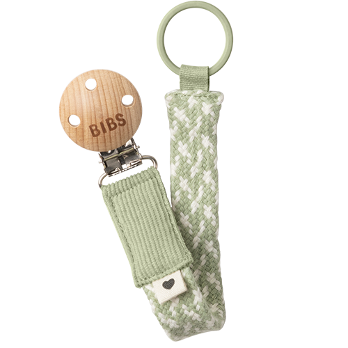 Bibs Pacifier Clip Braided Sage/Ivory (1 stk)