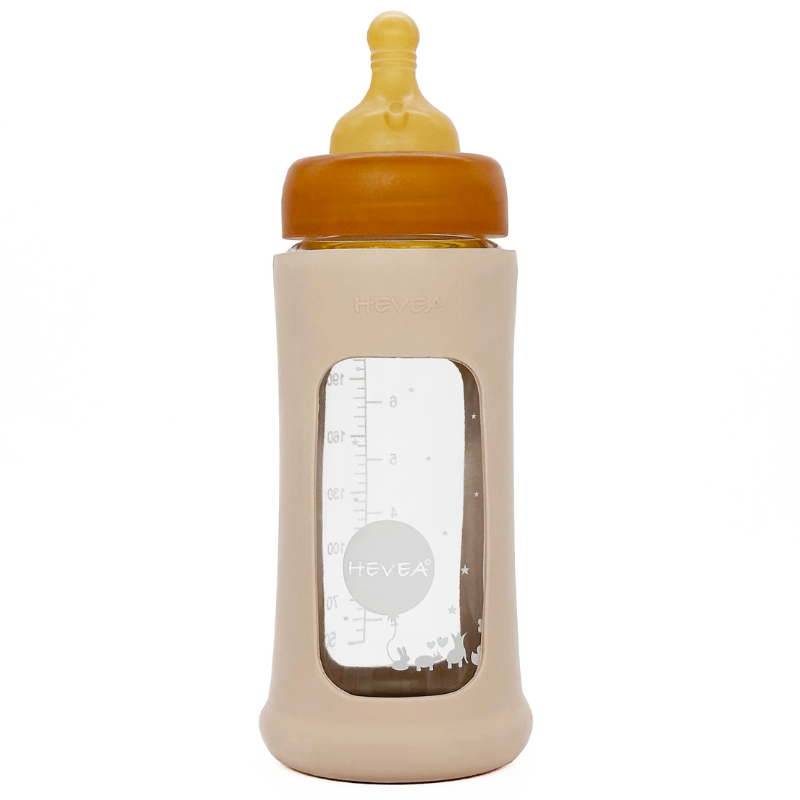 Hevea Baby Sutteflaske I Glas Med Cover (250 ml)
