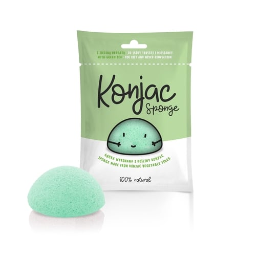Konjac Sponge Til Normal og Fedtet Hud - Grøn (1 stk)