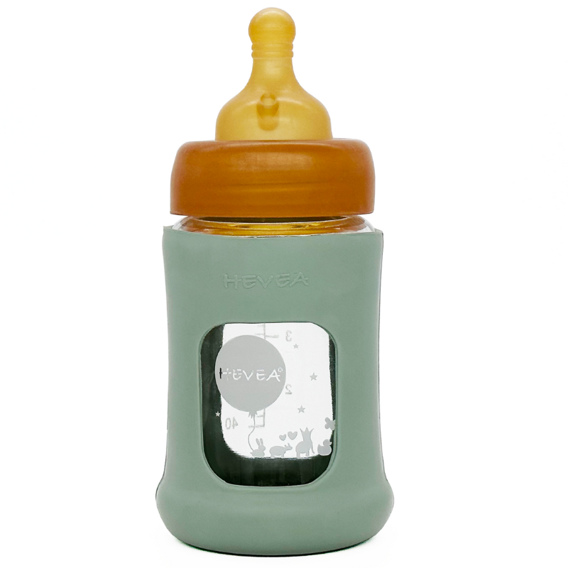 Hevea Baby Sutteflaske I Glas Med Cover (150 ml)