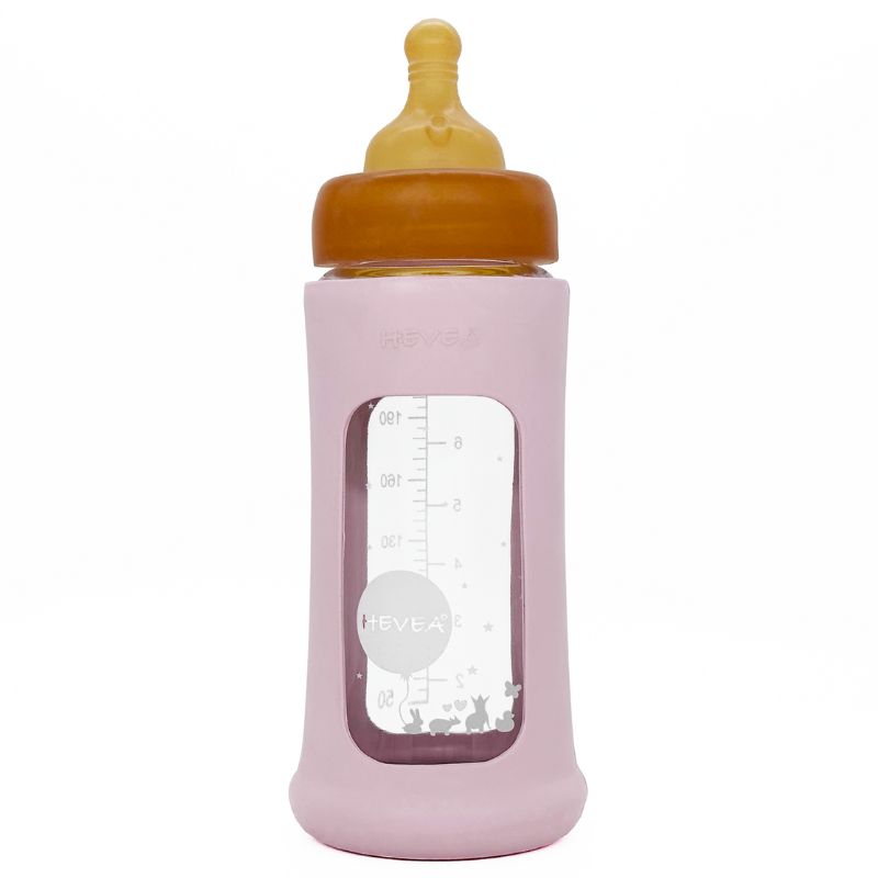Hevea Baby Sutteflaske I Glas Med Cover (250 ml)