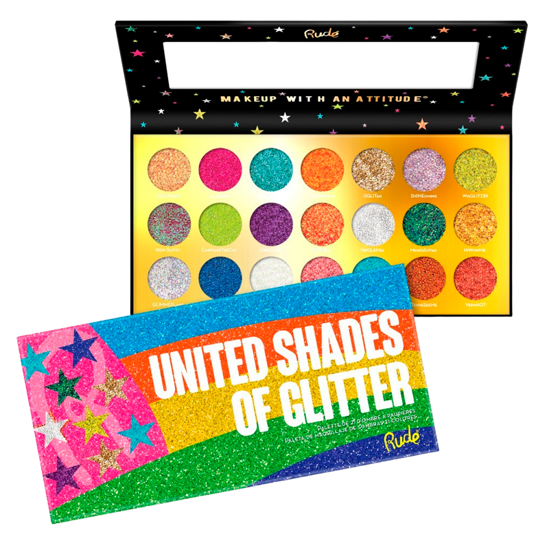 RUDE Cosmetics United Shades of Glitter 21 Pressed Glitter Palette (1 stk)
