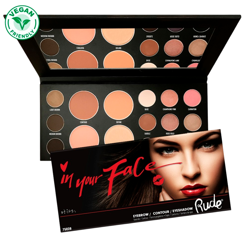 RUDE Cosmetics In Your Face 3-In-1 Palette Brows, Eyes, Face (1 stk)