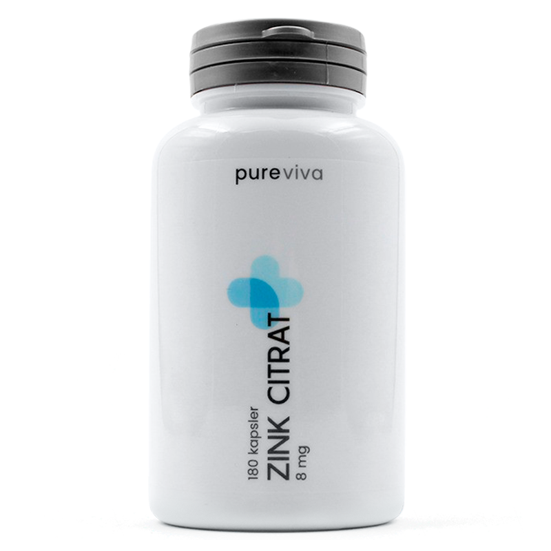 Pureviva Zink Citrat 8 mg (180 kapsler)