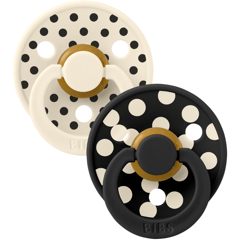 Bibs Pacifier Studio Colour Polka Latex Size 1 Ivory/Black (2 stk)