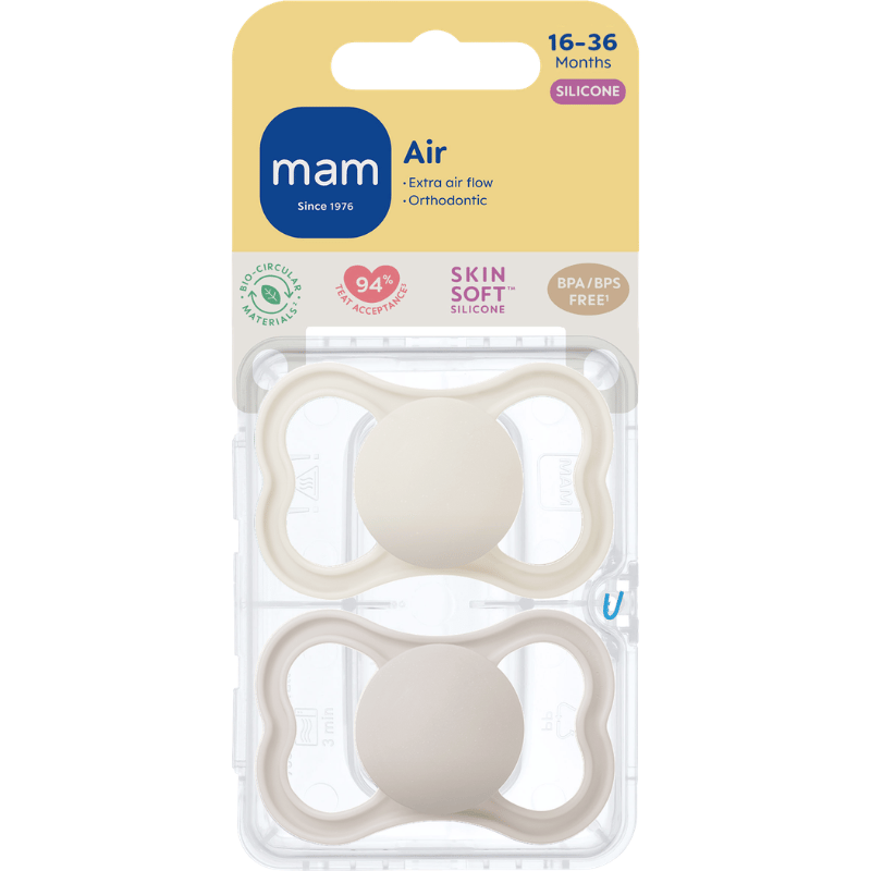 MAM Air Sut Silk 16-36M Neutral U. Print (2 stk) MAM Air Sut Silk 16-36M Neutral U. Print (2 stk)