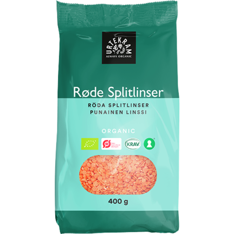 UDSALG Urtekram Røde Splitlinser Ø (400 g) køb billig