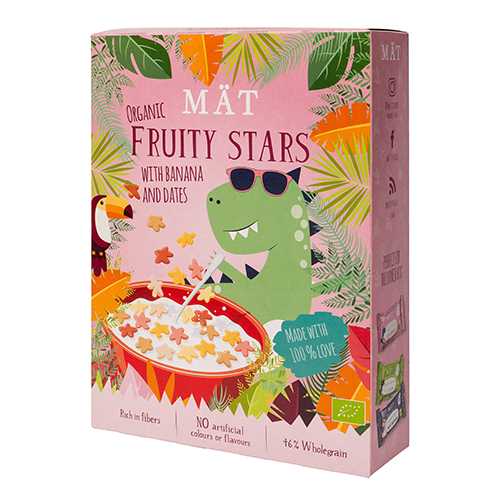 MÄT Organic Cereal Fruity Stars m. Banan, Vanilje & Dadler (275 g)