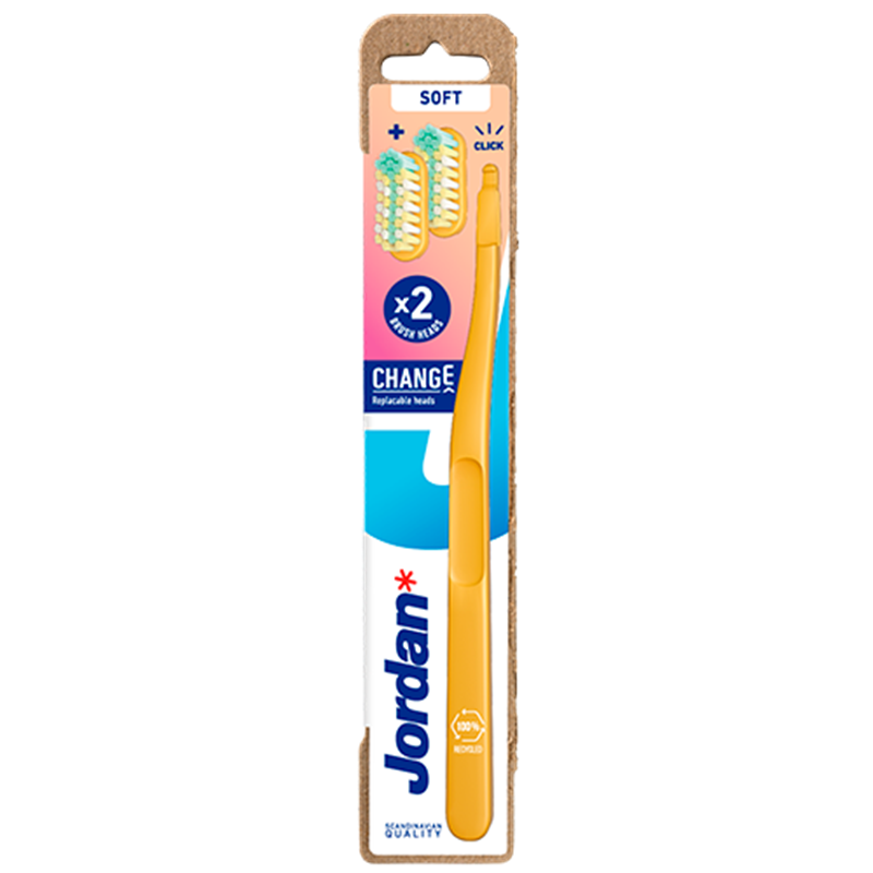 Jordan Soft Toothbrush 2 Heads + 1 Handle - Assorteret Farver (1 sæt)