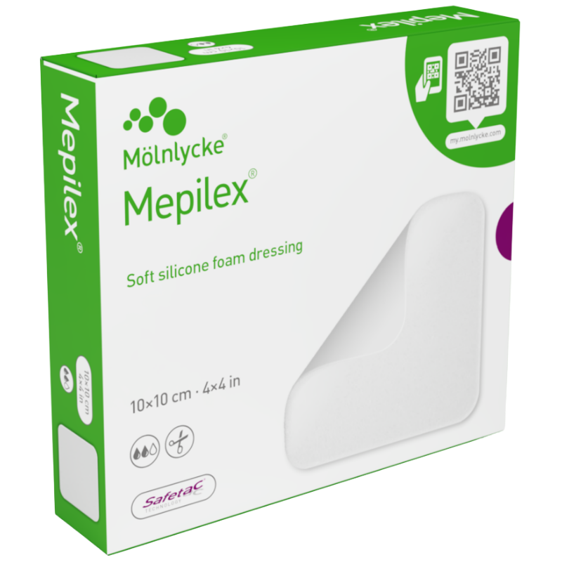 Mepilex Skum M. Silikoneklæb 10 x 10 cm (2 stk)