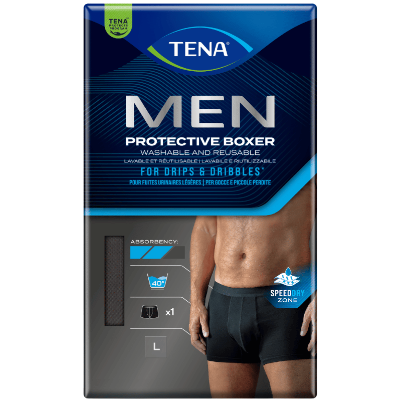 TENA Men Inkontinens Boksershorts Sort Str. L (1 stk) TENA Men Inkontinens Boksershorts Sort Str. L (1 stk)