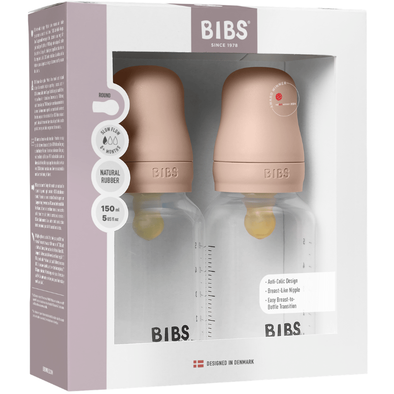 Bibs Baby Bottle Round Latex Slow Flow Blush (2x150 ml)
