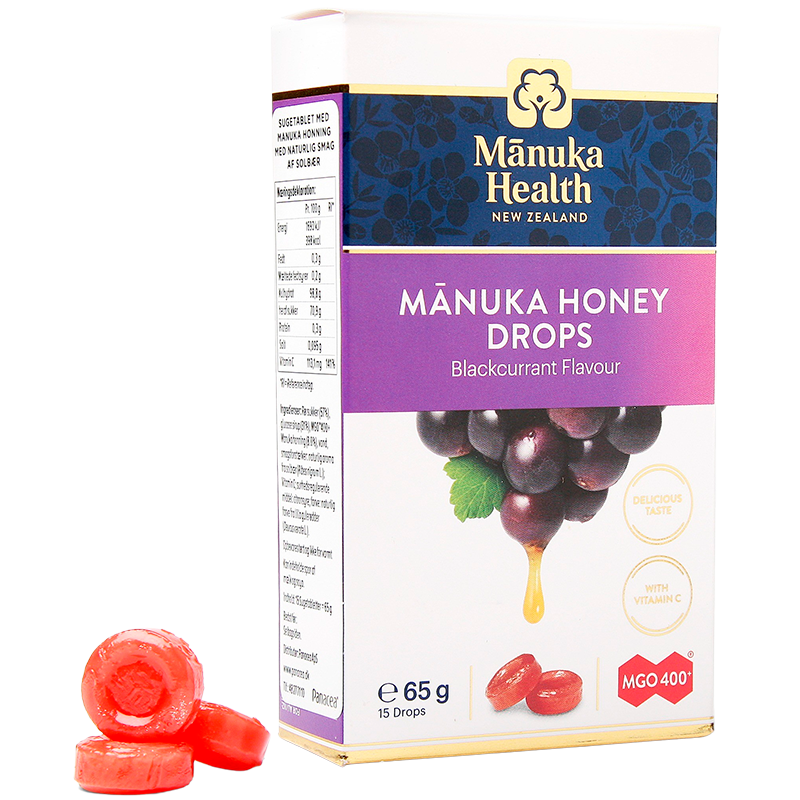 Manuka Health MGO 400+ Manuka Honey Drops Solbær (15 stk)