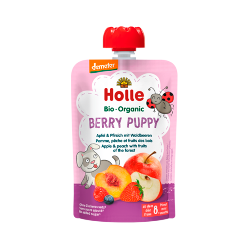 Holle Berry Puppy Æble Fersken & Skovbær Smoothie (100 g)