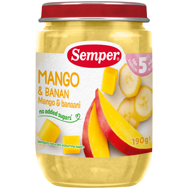 Semper Frugtpuré Mango & Banan 5M (190 g)