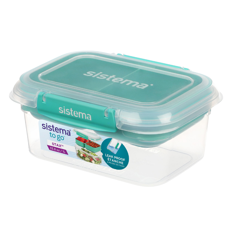 UDSALG Sistema Rectangle Stax To Go Minty Teal Ocean Blue (1 l) køb billig