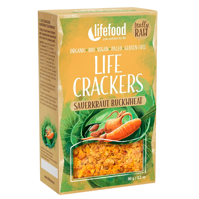 Lifefood Life Crackers m. Sauerkraut & Boghvede RAW Ø (90 g)