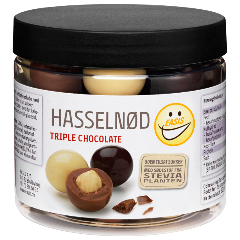 EASIS Hasselnød Med Lys Hvid Og Mørk Chokolade (80 g)