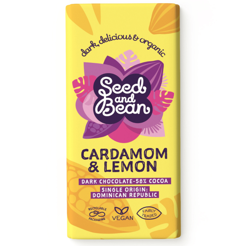 Mørk chokolade 58% Lemon & Cardamom Ø - 85 g.